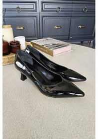 Resim 10 1896 Topukla Kadın Kadeh Topuklu 6 Cm Topuklu Stiletto Ayakkabı Siyah Rugan 