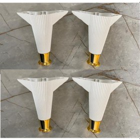 Resim Çizgili Beyaz Gold Plastik Ayak 15 Cm Baza Koltuk Sehpa Dolap Ayağı 4 Adet Beyaz Diğer 