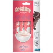 Resim M-Pets Creamy Somon Balıklı Ek Besin ve Kedi Ödülü 4x15 Gr 