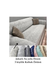 Resim Su Yolu Koltuk Örtüsü, Koltuk Kılıfı, Lastikli 3 Kişilik Taş Gri Taşgri 