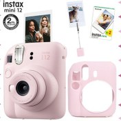 Resim Fujifilm Instax Mini 12 Fotoğraf Makinesi + 20'li Film + Kıskaçlı Resim Standı + Silikon Kılıf Seti Pembe 