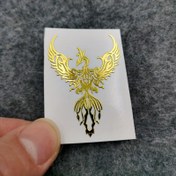 Resim Ateş Anka Metal Sticker - Altın & Beyaz Parlak Simli Telefon/Laptop Dekoru, Çin Şans Sembolü, Akıllı Telefonlar, Tabletler, Laptoplar için Düzensiz Şekil (Plastik//Metal/) - Zarif Mitolojik Kuş Tasarımı 