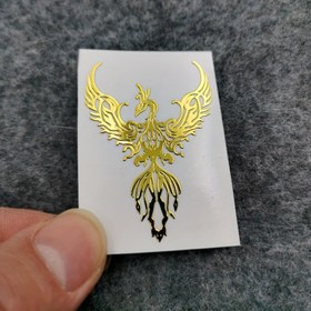 Resim Ateş Anka Metal Sticker - Altın & Beyaz Parlak Simli Telefon/Laptop Dekoru, Çin Şans Sembolü, Akıllı Telefonlar, Tabletler, Laptoplar için Düzensiz Şekil (Plastik//Metal/) - Zarif Mitolojik Kuş Tasarımı 