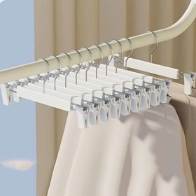 Resim Yuvarlak Kancalı 5 Adet Yerden Tasarruflu Teleskopik Pantolon Askıları - Dayanıklı Plastik, Dolap Düzenlemesi İçin İdeal 