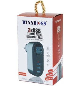 Resim Siyah Termal Akım Korumalı 1xpriz 3xusb Duvar Tipi Priz 10a - 25 Diğer 