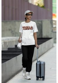 Resim Tupac Rapper Sırt Baskılı Unisex Oversize Şarkıcı Tişört Beyaz 