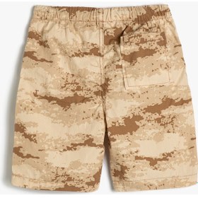 Resim Koton Bermuda Kamuflaj Şort Cepli Beli Bağlamalı Pamuklu Bej Desenli 3skb40154tw 3SKB40154TW0D5 Ekru 