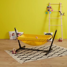 Resim Metal Standlı Ahşap Bebek Hamak - Sarı 