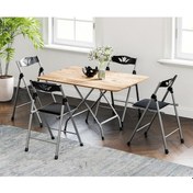 Resim 60x90 Atlantik Çam Katlanır Masa ve 4 Adet Sandalye Seti 1126 