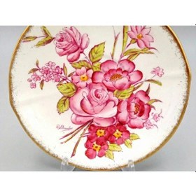 Resim Roslyn China Sunning Dale 3'lü Porselen Antika İngiliz Pasta Tabağı 15cm Beyaz - Pembe 