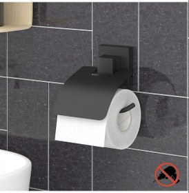 Resim Teknotel Easyfıx Yapıskanlı Kapaklı Wc Kağıtlık Mat Siyah Ef238 