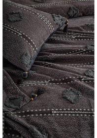 Resim Evlen Home Katre Pamuklu Çift Kişilik Pike Takımı Yatak Örtüsü Battal Çeyiz Seti 3 Parça Antrasit 