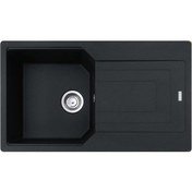 Resim Franke Urban Ubg 611-86 Granit Eviye. Nero. Tezgah Üstü. Tek Hazne. Damlalıklı. 86 x 50 CM 