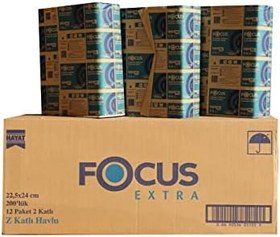 Resim Focus Extra Z Katlı Havlu Peçete 12 Paket 2 Katlı (1 Pakette 200 