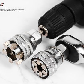 Resim NewShark 3/8 "Sürücü Anahtar Soket Kılıfı Dönüştürücüsü - Paslanmaz Kaplama ve Cilalı Bitişli 10-19 mm Ayarlanabilir Sihirli Kılıf, Otomotiv Tamiri ve Mekanik Görevler için Çok Fonksiyonlu Adaptör 