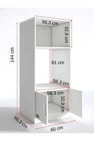 Resim Kenzlife Ankastre Fırın Dolabı Ahsen Byz 144(Y)*60(G)*56(D) Mutfak mikrodalga mat beyaz suntalam 