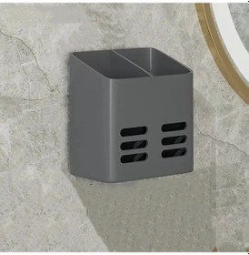 Resim Banyo Rafı Makyaj Kutusu Organizatör Hiçbir Matkap Tuvalet Gri 