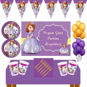 Resim Parti Furyası Prenses Sofia Doğum Günü Konsepti 24 Kişilik 70X100 cm Afişli Prenses Sofia Doğum Günü Seti 