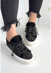 Resim alfaze Ortopedik Topuk Dikenine Karşı Özel Üretim Bağcıklı Spor Ayakkabı Keten Siyah Topuk Boyu 1,5 Cm | Unisex 