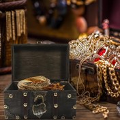 Resim 1 adet Vintage Ahşap Hazine Sandığı Kilitli, Mücevher ve El Sanatları Saklama Düzenleyici Kutusu, Çok Yönlü Ev Dekor Aksesuarı, Koleksiyoncular İçin Benzersiz Hediye, Bağımsız Bölmeli, Noel ve Sevgililer Günü İçin, El Sanatları Fuarı Buluntuları ve Kaçış Odası Aksesuarları 