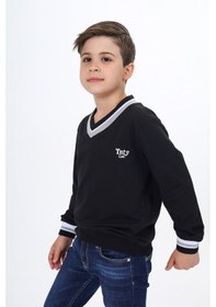 Resim Toontoy Kids Toontoy Erkek Çocuk Okul Nakışlı Sweatshirt Siyah 