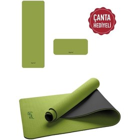 Resim Gymo Ekolojik 6mm Tpe Yoga Matı Pilates Minderi Diz Dirsek Koruyucu Matlı Set Yeşil 