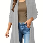 Resim Kadınlar için Bordo Açık Ön Drop Omuzlu Hırka - Uzun Kollu, Makinede Yıkanabilir, İlkbahar Yaz Sonbahar Katmanlama Vazgeçilmezi, Şık Kolleksiyon, Sevimli Kazak 