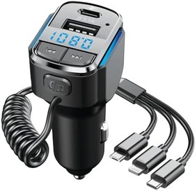 Resim Tkz Hytech HY-XCB50 USB 5V 3.1A LED Ekran USB Siyah 3 İn 1 Lightning Type C Micro Usb Hızlı Şarj Kablolu USB Müzik Dinleme ve Hafiza Kartı Müzik Dinleme Özellikli Bluetooth Fm Transmitter 