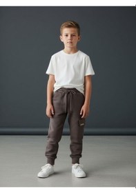 Resim Zekids Erkek Çocuk Kargo Cepli Şardonlu Eşofman Alt-16659 Füme 