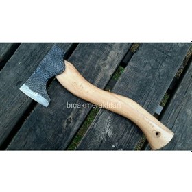 Resim Kayın Ağacı Sap El İşçiliği El Dövmesi Balta 