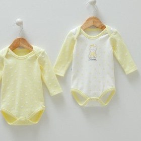 Resim 2li Bebek Body Sarı Beyaz- %100 Pamuklu, Antialerjik - 6-9 AY / Sarı 