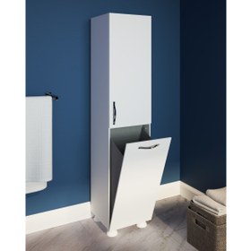 Resim Nesse Shop Nesse Kirli Çamaşır Sepetli Çok Amaçlı Banyo Dolabı 99X39X32 