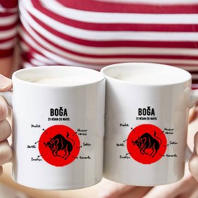 Resim Procity Boğa Burcuna Hediye Ikili Beyaz Kupa Bardak 