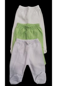 Resim özdemirli bebe Bebek Patikli Alt Hava Alır Kumaş Düz Renk (3 Lü Paket Beyaz-krem-çağla Yeşili ) 