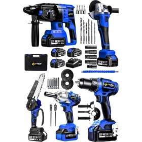 Resim Sturdy Kömürsüz Akülü 5li Set 2-26 Şarjlı Hilti -Taşlama-Şarjlı Somun Sıkma -DARBELI Matkap -Dal Budama Testere 3 Akülü 