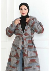 Resim Winter Desen Oduncu Kuşaklı Kap / Bordo - F0505 Bordo 