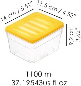 Resim 8'li Derin Buzdolabı Organizer Set Düzenleyici Saklama Kabı Mikrodalga Difriz Kabı 1100ml Sarı 