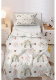 Resim Kelebek Ve Çiçekli Tek Kişilik Çocuk Nevresim Seti Pembe 