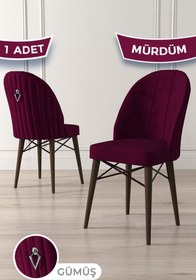 Resim Canisa Ritim Serisi 1 Adet Mürdüm Sandalye 1.sınıf Babyface Ithal Kumaş Ceviz Gürgen Ayak Gümüş Halkalı 
