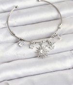 Resim BURCU MODA Güneş Charmlı Gümüş Renk Pirinç Kadın Bileklik 