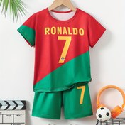 Resim 2 Parça Erkek Çocuk Seti: Şık Kapüşonlu Sweatshirt ve Şort, Yazlık Kısa Kollu Tişört ve Şort Takımı, 7 Beden Jersey, Dış Mekan İçin Mükemmel 