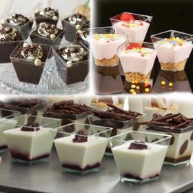 Resim Showparty Kristal Prizma Kübik Kase Tatlı Kabı Kasesi Kapaklı 200CC 10 Adet 