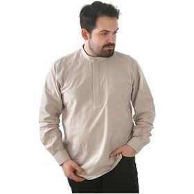 Resim İkranur Hac Ve Umre İçin Gömlek Nakışlı Uzun Kollu Bej Hakim Yaka %100 Pamuk Sinvar Çok Renkli 