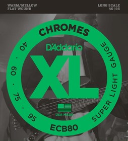 Resim D'Addario ECB80 XL Chromes Flatwound Bas Gitar Tel Seti (Profesyonel) | Super Light 40-95 Kalınlık, Pürüzsüz Yüzey ve Klasik Sıcak Jazz Tonları 
