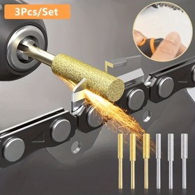 Resim Elmas Kaplamalı 3 Parça Zincir Testere Bileme Seti, Hızlı ve Kolay Zincir Testere Bileyici 
