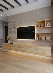 Resim Resital Ledli Duvara Monte Tv Sehpası - Çam - W6012-6 Çam 