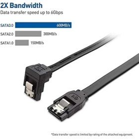 Resim Naco 2'li Sata Iıı Kablo 40CM, 6 Gbits, 90° Açılı, 1 Düz ve 1 90 Derece Açılı, Orjinal 