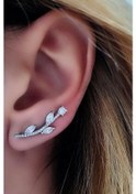 Resim Zirkon Taşlı Pırlanta Işıltısında Gümüş Tek Earcuff Küpe 
