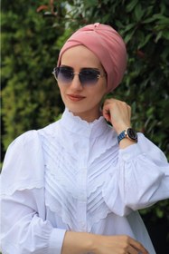 Resim Sahra Şal Dünyası Çapraz Bone Gül Kurusu 