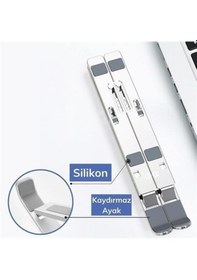 Resim Büro Ev Ofis Bilgisayarı İçin Ayarlı Katlanır Taşınır Notebook Yükseltici Destek Tabanı 